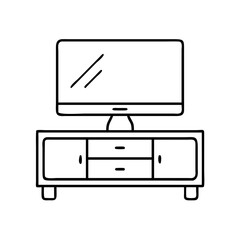 tv stand icon, tv stand line art - simple line art of tv stand, perfect for tv stand logos and icons