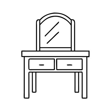 recommend clip art: vanity table icon, vanity table line art - simple line art of vanity table, perfect for vanity table logos and icons