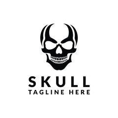 human skull logo design. logo icon vector illustration silhouette