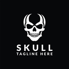 human skull logo design. logo icon vector illustration silhouette