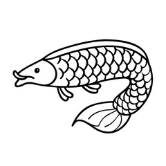 arapaima icon, arapaima line art - simple line art of arapaima, perfect for arapaima logos and icons