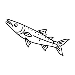 Fototapeta premium barracuda icon, barracuda line art - simple line art of barracuda, perfect for barracuda logos and icons