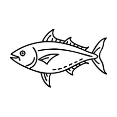 bluefin tuna icon, bluefin tuna line art - simple line art of bluefin tuna, perfect for bluefin tuna logos and icons
