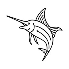 blue marlin icon, blue marlin line art - simple line art of blue marlin, perfect for blue marlin logos and icons