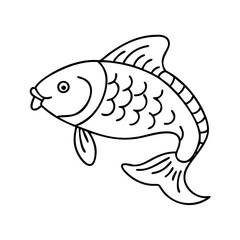 carp icon, carp line art - simple line art of carp, perfect for carp logos and icons