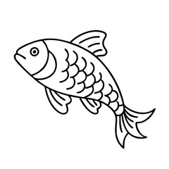 carp icon, carp line art - simple line art of carp, perfect for carp logos and icons