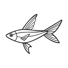 flying fish icon, flying fish line art - simple line art of flying fish, perfect for flying fish logos and icons