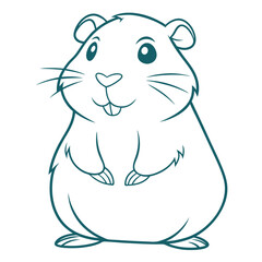 Cute Guinea Pig Silhouette Flat Black Vector Animal