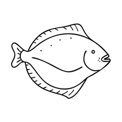 halibut icon, halibut line art - simple line art of halibut, perfect for halibut logos and icons