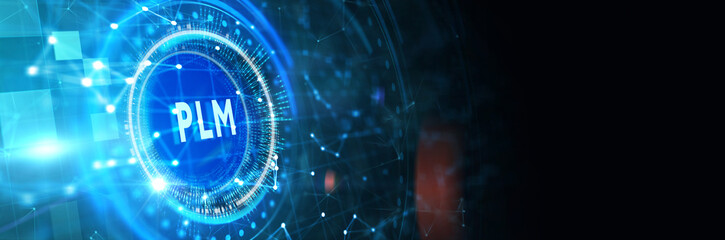 PLM Product lifecycle management system technology concept. Technology, Internet and network concept. 3d illustration