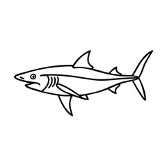 mako shark icon, mako shark line art - simple line art of mako shark, perfect for mako shark logos and icons