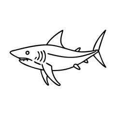 mako shark icon, mako shark line art - simple line art of mako shark, perfect for mako shark logos and icons
