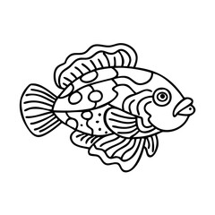 mandarin fish icon, mandarin fish line art - simple line art of mandarin fish, perfect for mandarin fish logos and icons