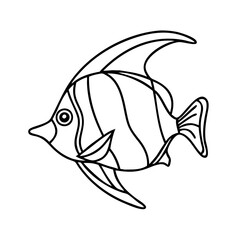 moorish idol icon, moorish idol line art - simple line art of moorish idol, perfect for moorish idol logos and icons