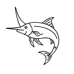 marlin icon, marlin line art - simple line art of marlin, perfect for marlin logos and icons