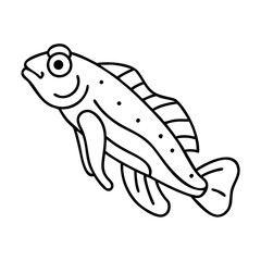mudskipper icon, mudskipper line art - simple line art of mudskipper, perfect for mudskipper logos and icons