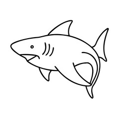 shark icon, shark line art - simple line art of shark, perfect for shark logos and icons
