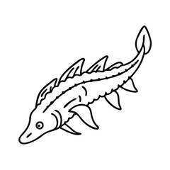 sturgeon icon, sturgeon line art - simple line art of sturgeon, perfect for sturgeon logos and icons
