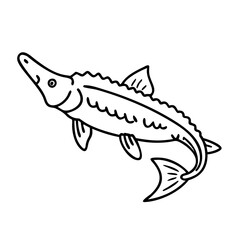 sturgeon icon, sturgeon line art - simple line art of sturgeon, perfect for sturgeon logos and icons