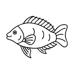 tilapia icon, tilapia line art - simple line art of tilapia, perfect for tilapia logos and icons