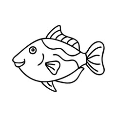 triggerfish icon, triggerfish line art - simple line art of triggerfish, perfect for triggerfish logos and icons