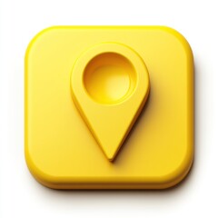 3D yellow location pin icon on a white background