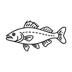 walleye icon, walleye line art - simple line art of walleye, perfect for walleye logos and icons
