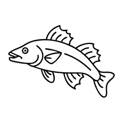 walleye icon, walleye line art - simple line art of walleye, perfect for walleye logos and icons