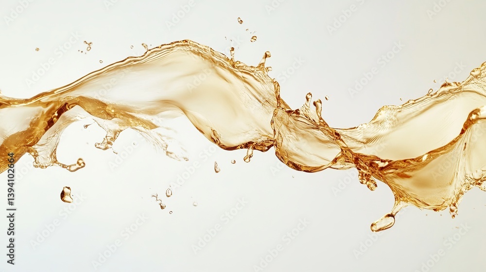 Poster amber liquid splash dynamic flowing wave abstract background design element golden brown color fluid