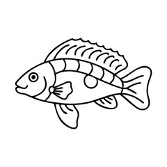 wrasse icon, wrasse line art - simple line art of wrasse, perfect for wrasse logos and icons