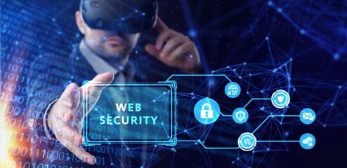 Web security. Cyber security, computer data encryption and internet protection.