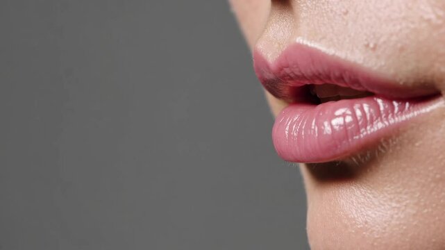Closeup lip movement capturing subtle expressions and natural beauty in slow motion