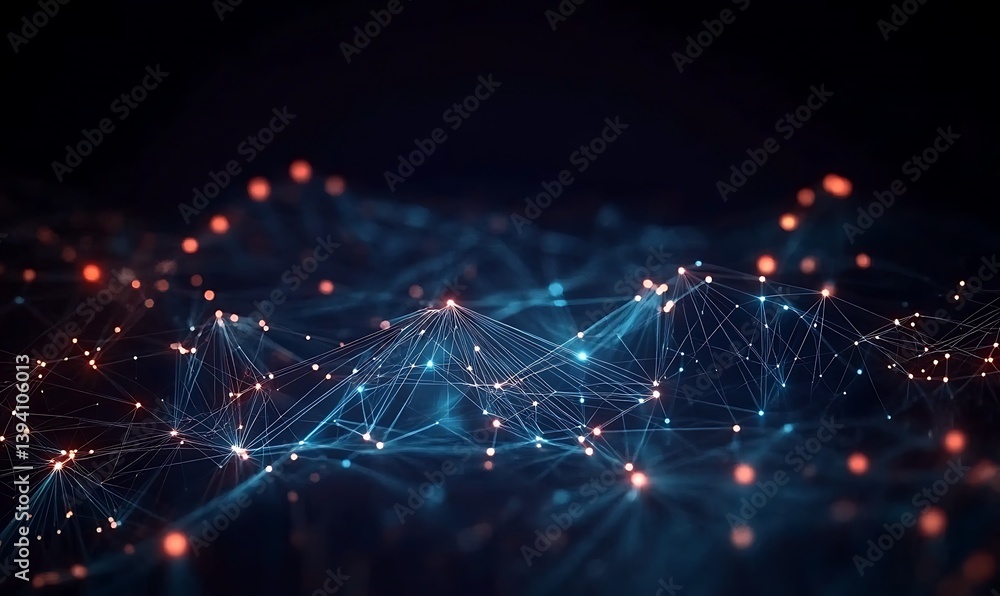 Poster abstract dots and lines connected. concept of ai technology. motion of digital data flow. communicat