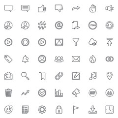 Social media line icons set