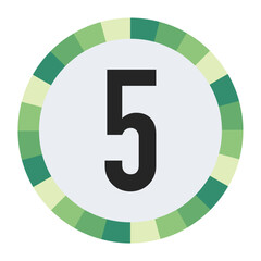 gradient green and cream circle with prominent olive green number “5” in the center on a dark black background.