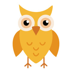 Owl flat orange colors icon on white background. Bird vector illustration for web design.