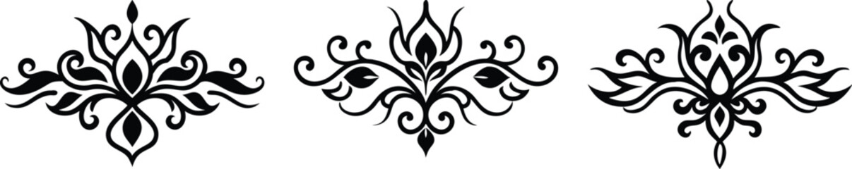 Baroque Swirl Accent ornament set on white background