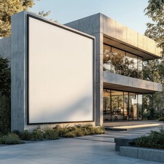 Obraz premium blank white poster frame stands on the side of an elegant