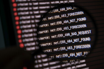 magnified view of http error codes on developer console screen with various 400 403 and 404 status...