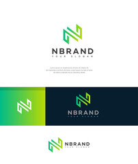 Modern N Brand Logo Design Gradient, Minimalist, Green