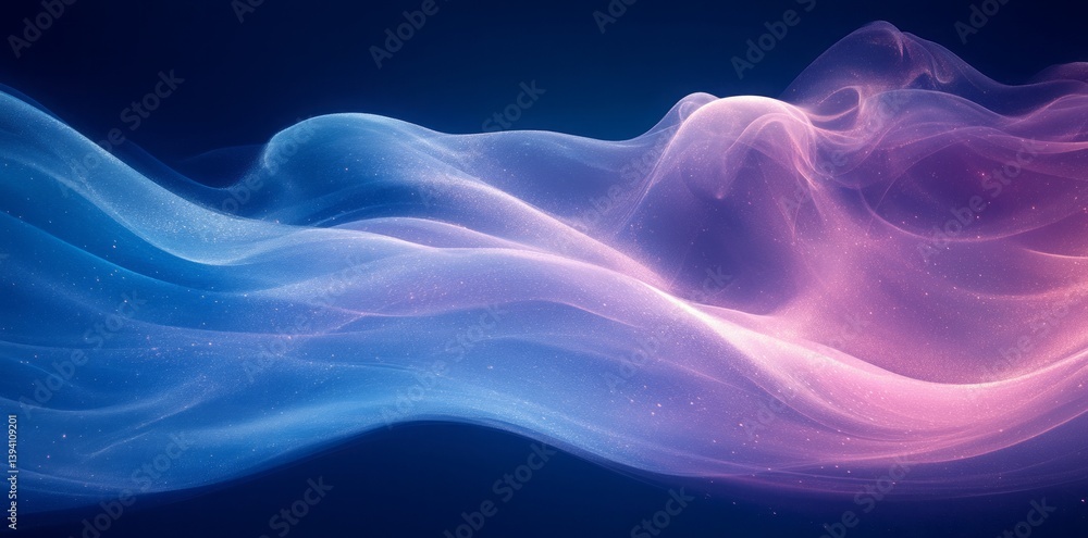 Sticker abstract blue wave line glowing effect on a dark background, vector presentation design template for