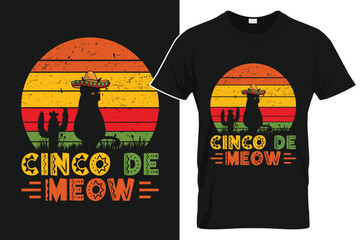 Cinco de Meow Cat in Sombrero Vintage Cinco de Mayo Tshirt