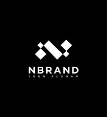Modern Abstract N Letter Logo Design, Pixelated, Geometric, Brand Identity
