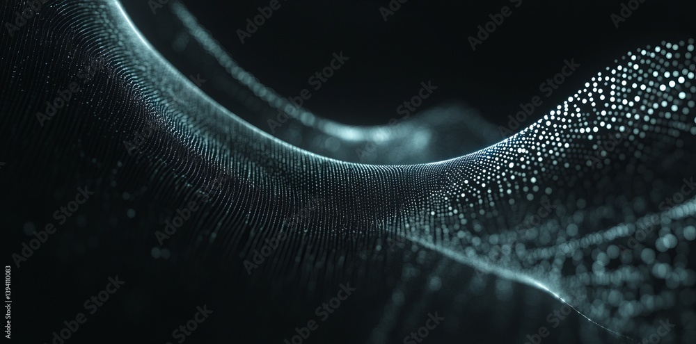 Sticker abstract blue wave line glowing effect on a dark background, vector presentation design template for