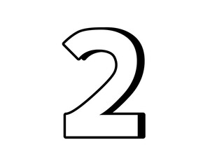 Naklejka premium Number 2 two white color sign symbol on transparent background for design elements