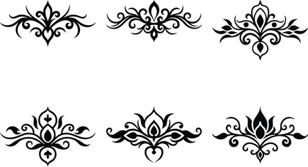 Baroque Swirl Accent ornament set on white background