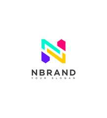 Modern Colorful Abstract Letter N Brand Logo Design
