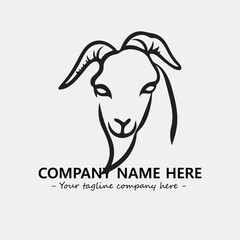 Head of goat illustration black and white for logo company vector image
