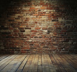 Rustic brick wall and wooden floor