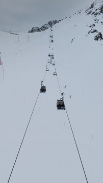 Ski mountain resort Shymbulak and lift cable car in Almaty Kazakhstan